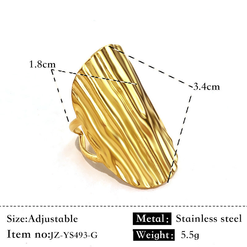 Glossy Stainless Steel Plated 18K Gold Simple Ring