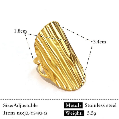 Glossy Stainless Steel Plated 18K Gold Simple Ring