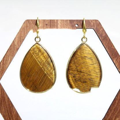 Fashion Bohemian Women's Earrings Natural Stone Amethyst Lapis Lazuli