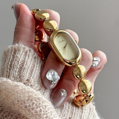 Good-looking Gold Elegant Oval Women's Watch Bracelet