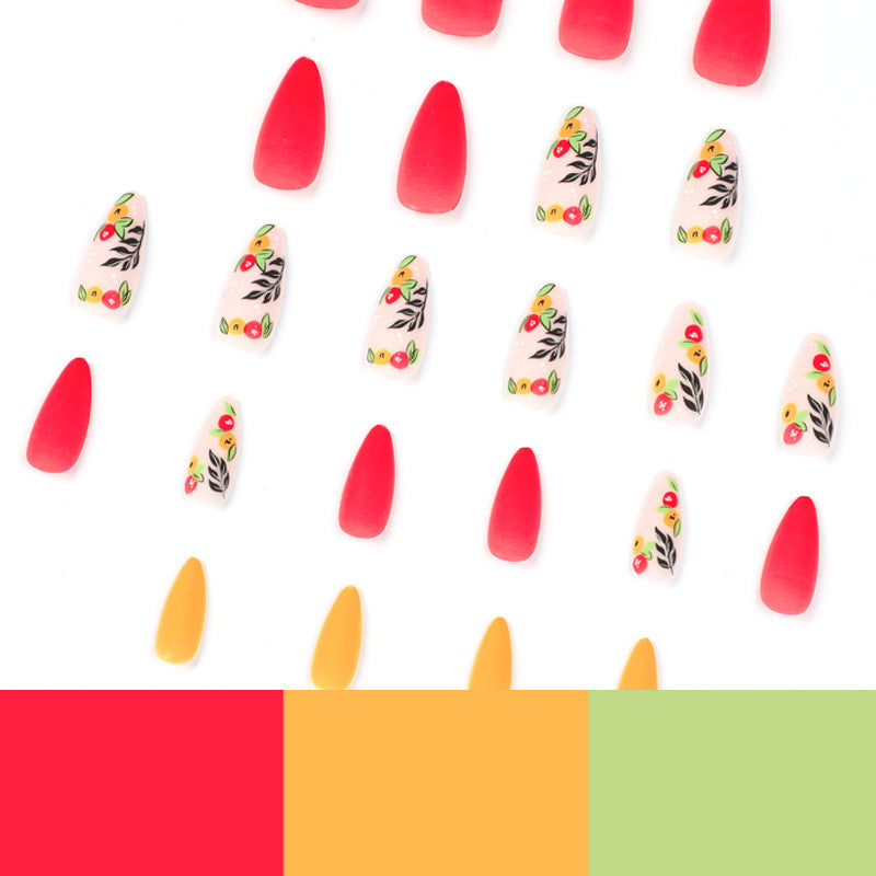 Matte Red Yellow Small Flower Mid-length Wear Armor