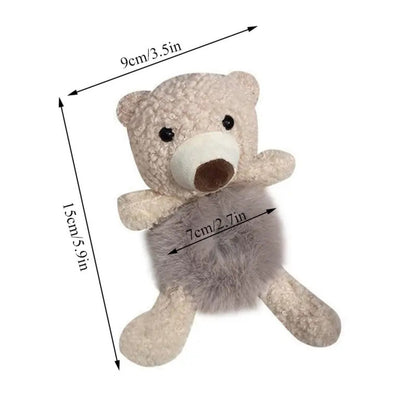 Girls Lovely Scrunchies Cute Bear Hair Band Rabbit Fur Hair Rope Soft Warm Rubber Band Pretty Hair Accessories