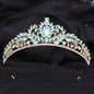 Wedding Birthday Headdress Crown Alloy Inlaid Protein Green Bright Crystal Bride