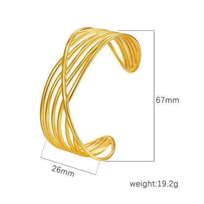 Women's Stainless Steel High-grade C- Shaped Oil Pressure Open-ended Bracelet