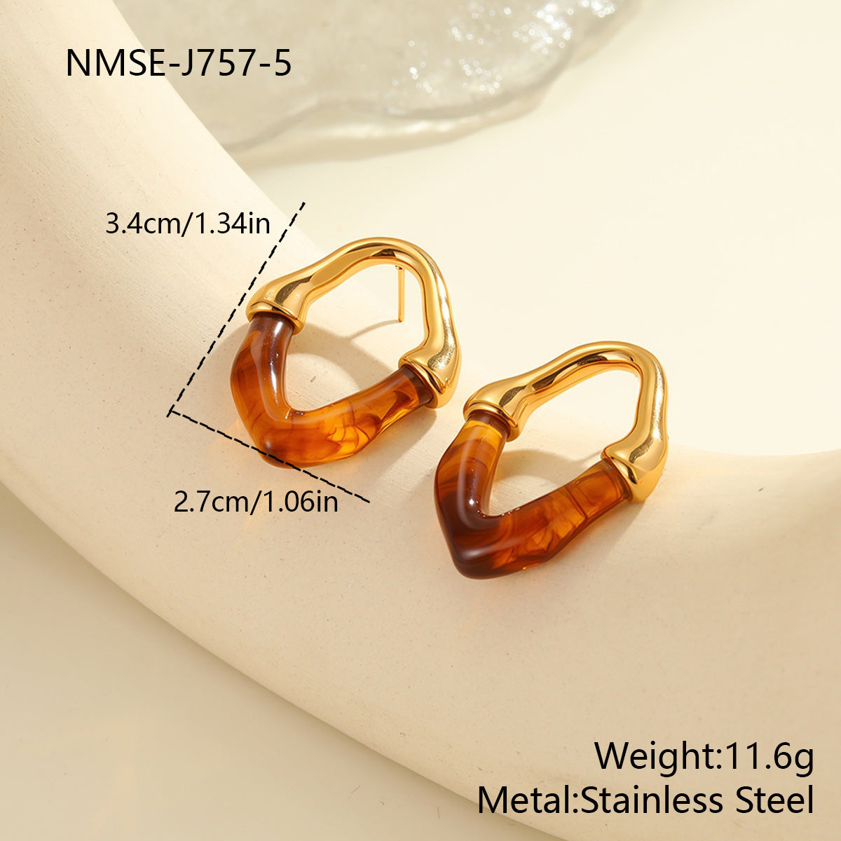Color Resin Stitching Stainless Steel Earrings
