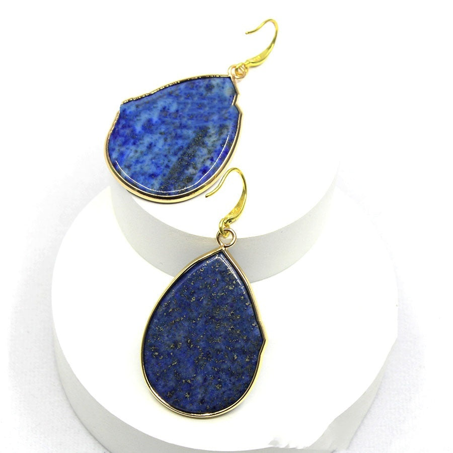 Fashion Bohemian Women's Earrings Natural Stone Amethyst Lapis Lazuli