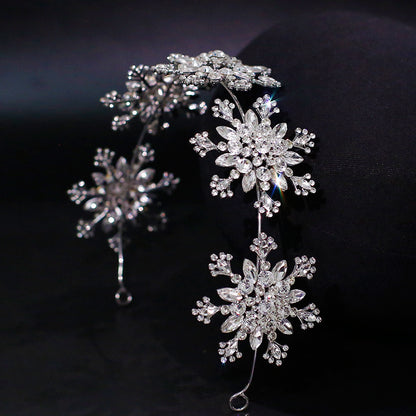 Bride Wedding Headdress Fashion Shiny Rhinestone Snowflake Headband Gas