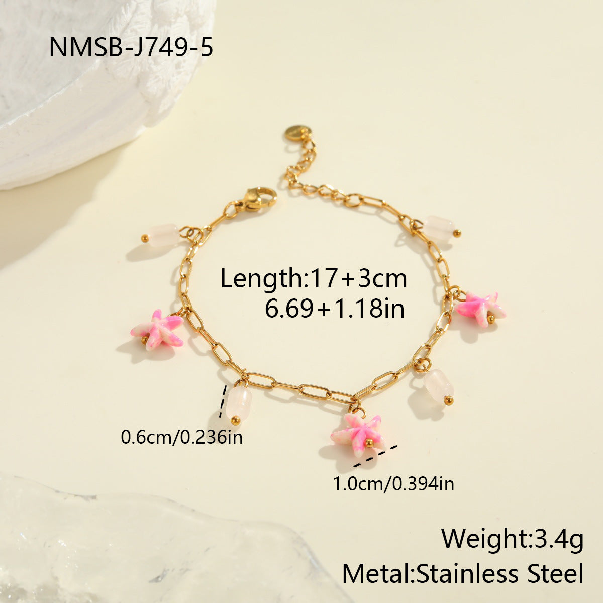 Colorful Starfish Stainless Steel Necklace Non-fading Ocean Style Bracelet