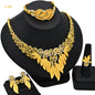 Women's Saudi Bridal Necklace Bracelet Earrings Four-piece Ring Set