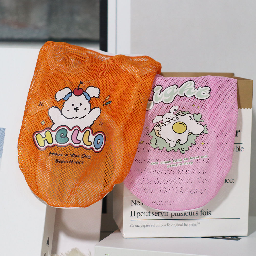 Spring And Summer Grid Pet Cute Cartoon Printed Vest