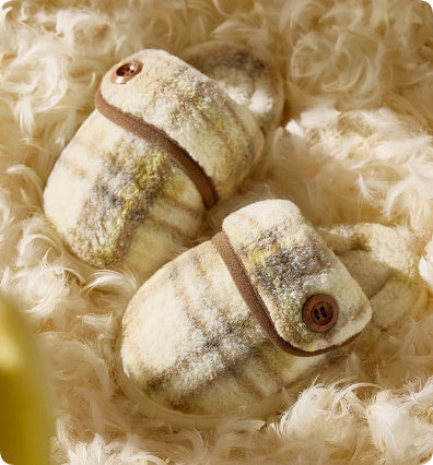 Indoor Home Silent Thick Warm Fur Shoes For Children