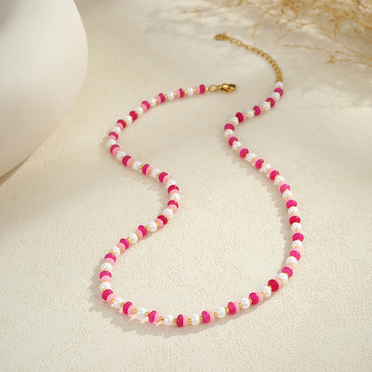 Cross-Border Sweet Resin Beaded Necklace