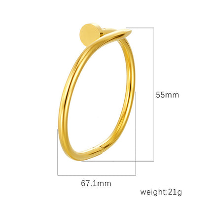 Women's Stainless Steel High-grade C- Shaped Oil Pressure Open-ended Bracelet