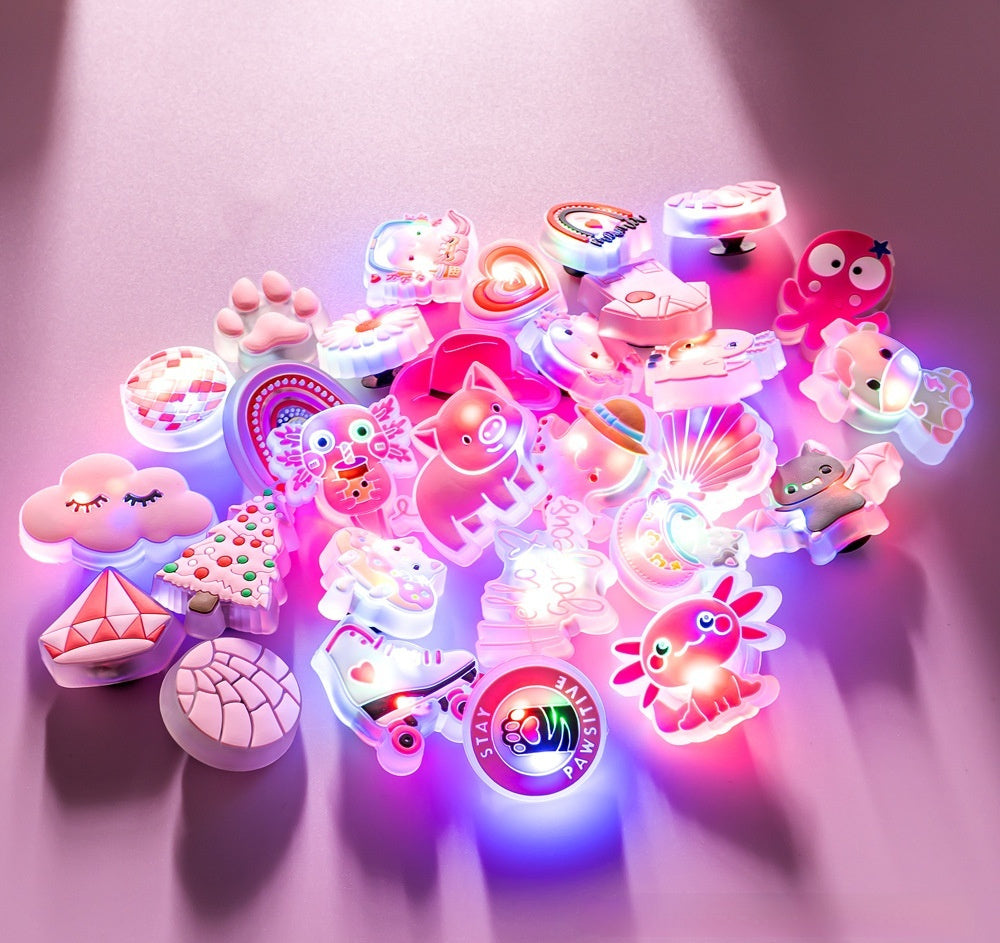 LED Flashing Lamp Hole Shoe Buckle Accessories Sandals Decoration