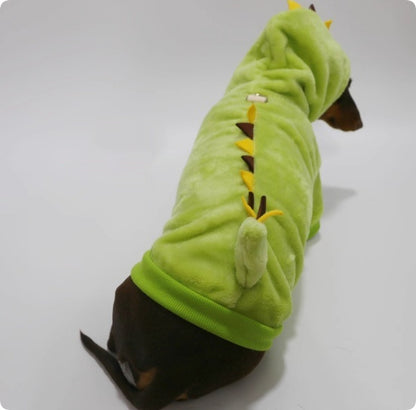 Halloween Crossdressing Little Dinosaur Double-sided With Velvet Thermal Hooded Sweatshirt