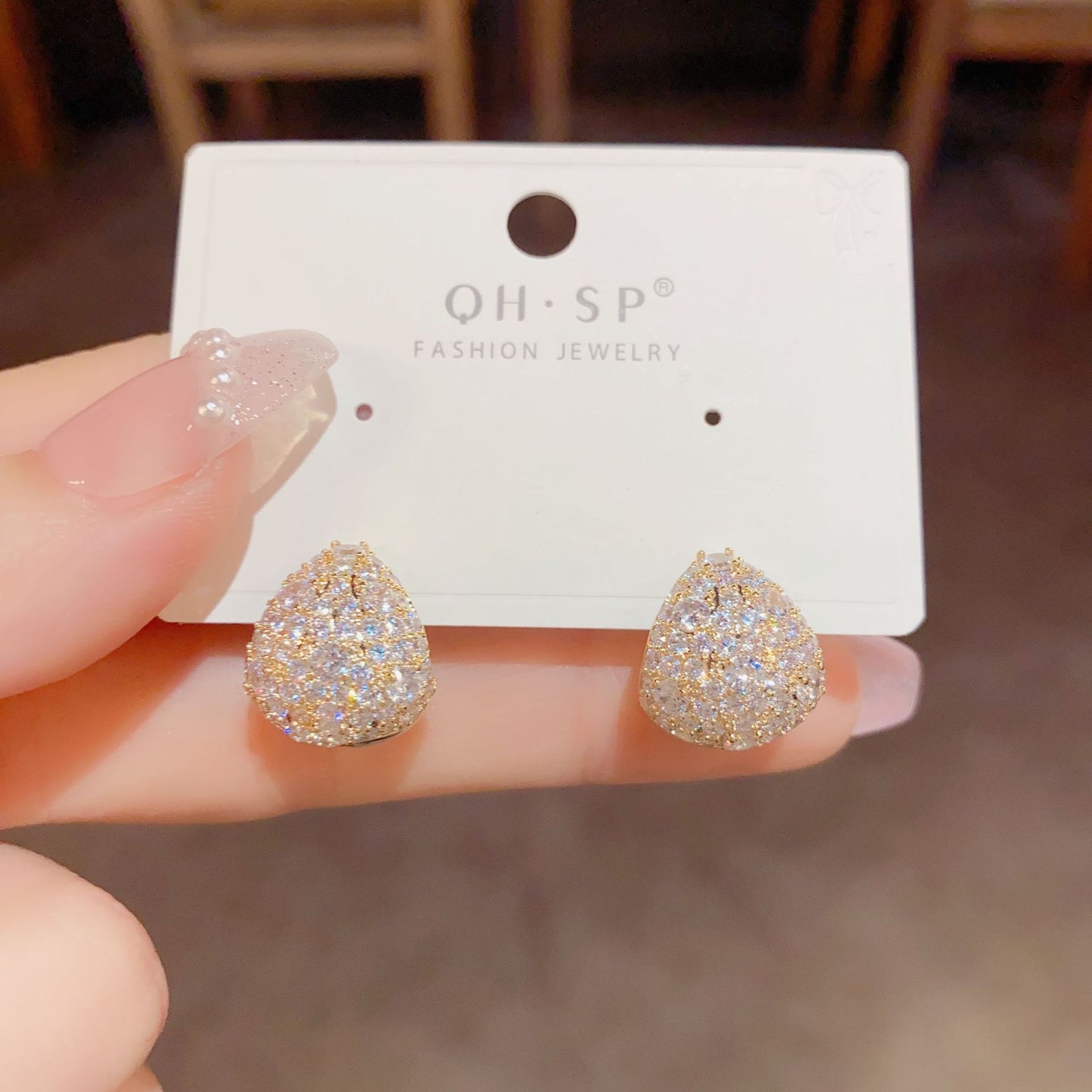 Silver Zircon Drop Shape Earrings