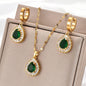 Retro Hong Kong Style Jade White Suit Necklace Earrings All-match Jewelry