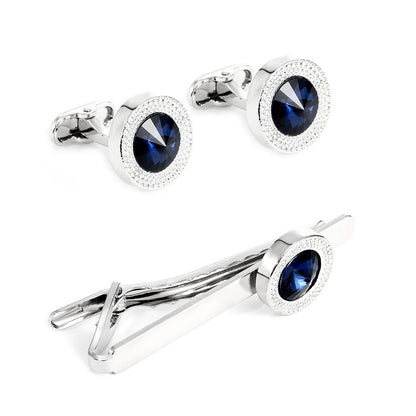 Men's Business European And American Fashion Blue Crystal Zircon Cufflinks