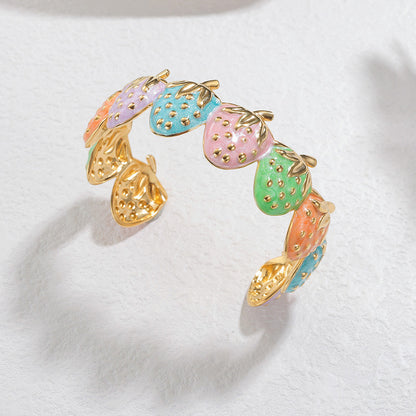 Fashion Personality Stainless Steel Strawberry Drip Bracelet