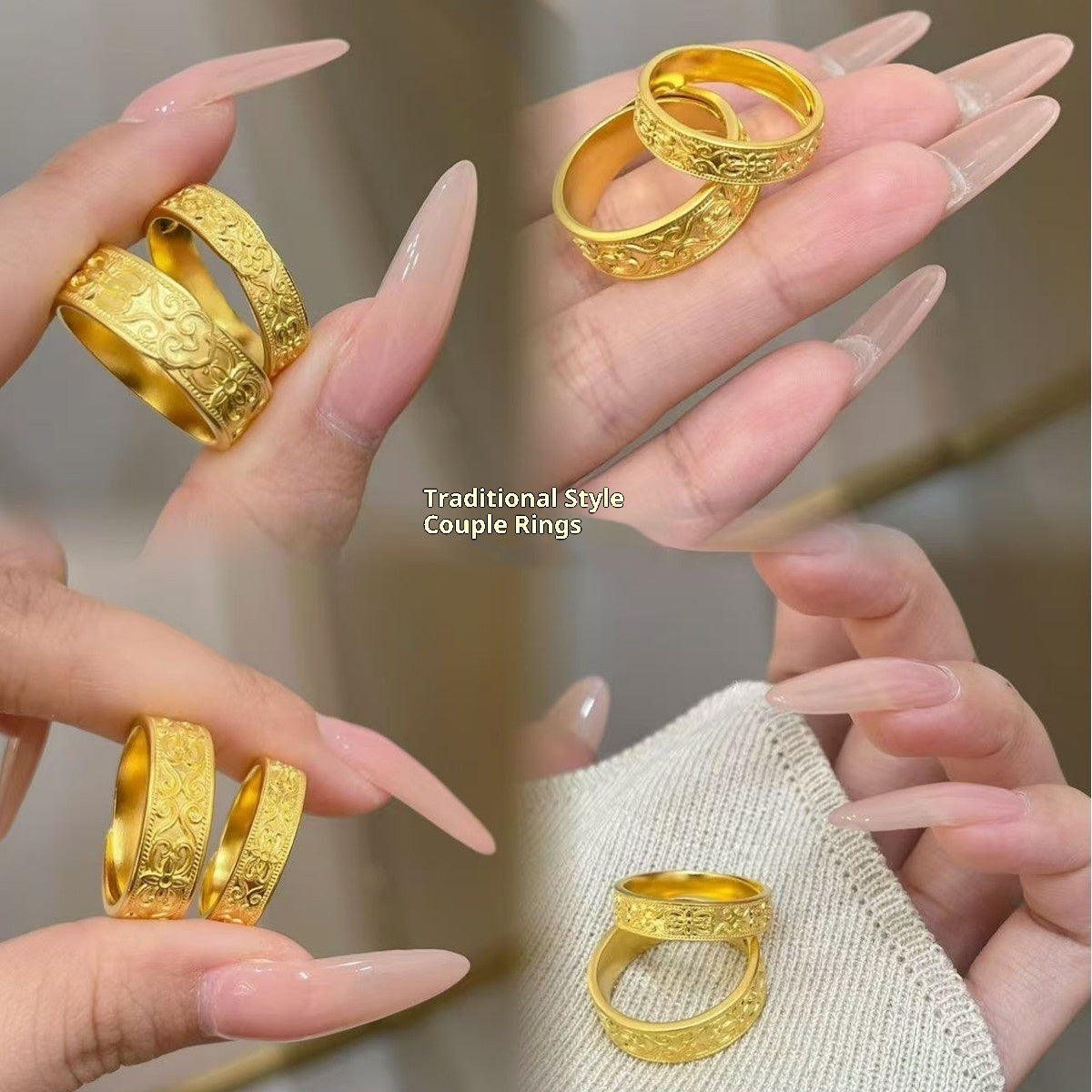 Ring Chinese Lotus Double Double Happy Character