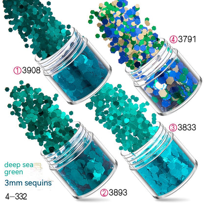 Green Manicure Set 12 Colors Mixed Nail Sequins Glitter Powder Gradient Laser Powder