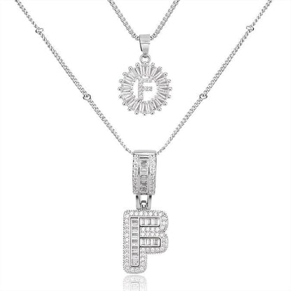 26 English Letters Copper-plated Gold Diamond Pendant Necklace