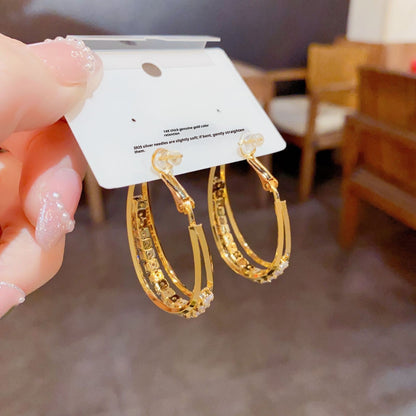 Temperament Fashion Atmosphere Zircon Oval Ear Ring