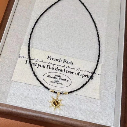 Glass Pearl Sunflower Necklace Female Temperament Light Luxury