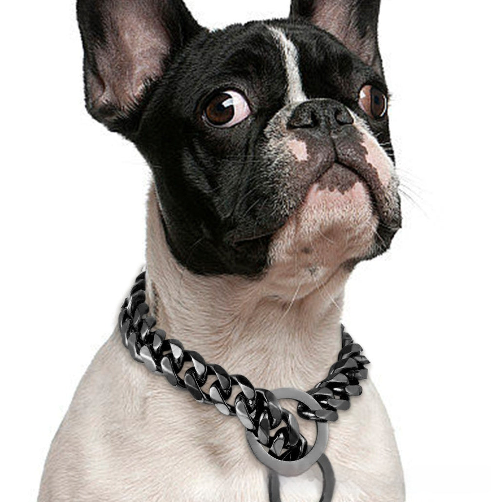 Titanium Steel Metal Hip Hop Pet 15mm Gold Stainless Steel Dog Leash