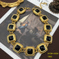 Antique Necklace Earrings Classic Black Enamel Necklace Suit