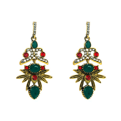 Retro Ethnic Style Alloy Rhinestone Earrings Fashion Women
