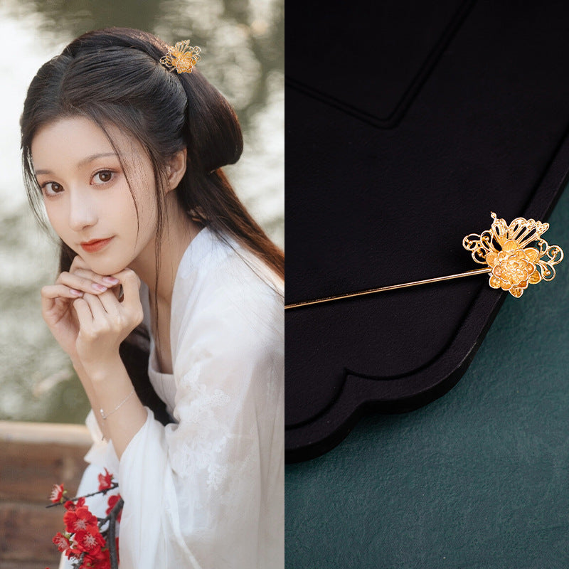 Ancient Style Han Chinese Clothing Handmade Updo Alloy Hairpin Hairpin
