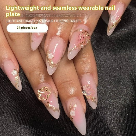 Wear Nail Flower Gilding Nail Tips Gradient
