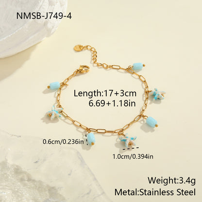 Colorful Starfish Stainless Steel Necklace Non-fading Ocean Style Bracelet
