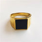 Stainless Steel Glossy Black Epoxy Irregular Hexagonal Men's Ring