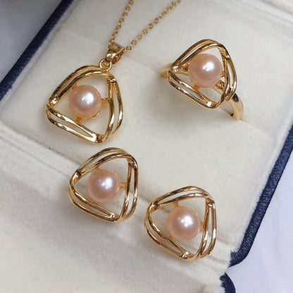 Simple And Exquisite Freshwater Pearl Necklace Suit