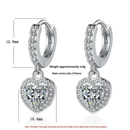 Copper Inlaid Zircon Love Earrings