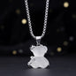 Cute Little Bear Pendant White K-color Alloy Titanium Steel Lock Chain