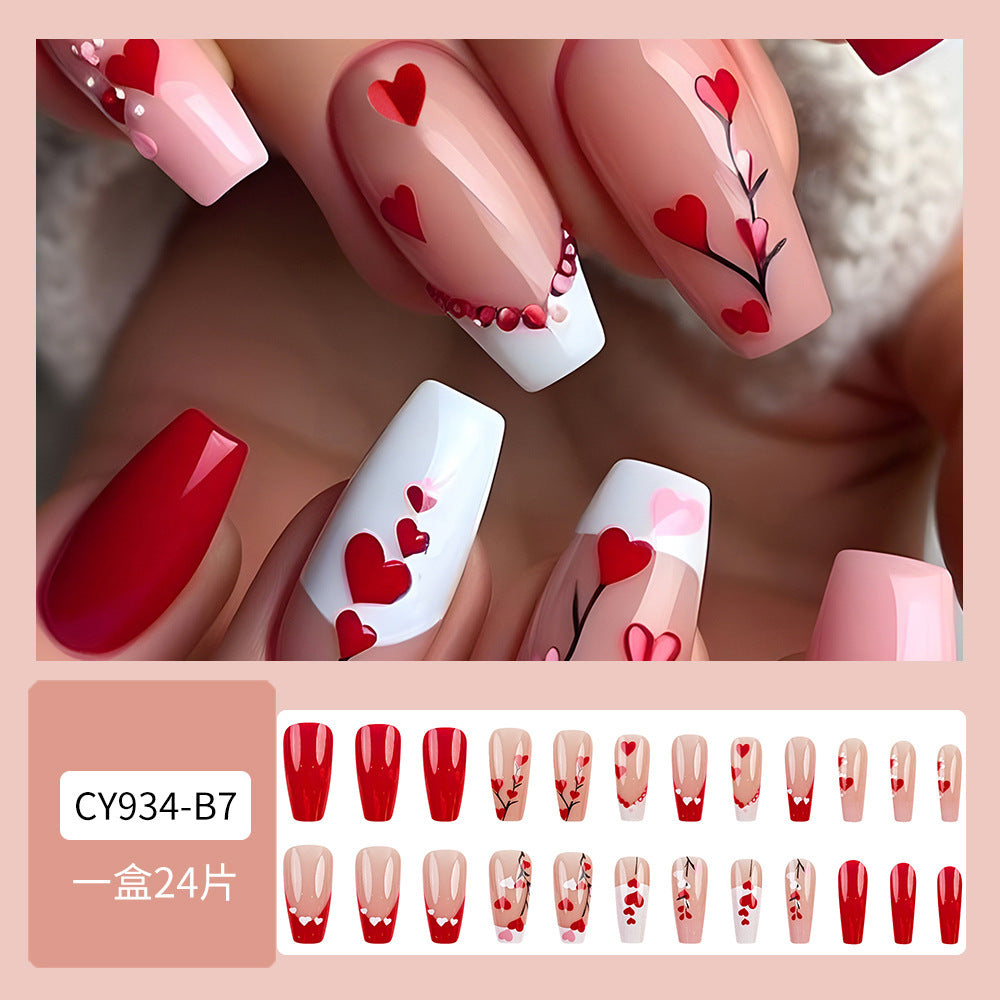 Long Red Heart Nail Sticker