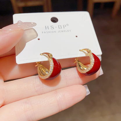 Retro And Elegant Micro-inlaid Drip Ear Buckle