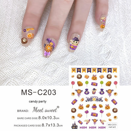 Halloween Skull Pumpkin Nail Sticker