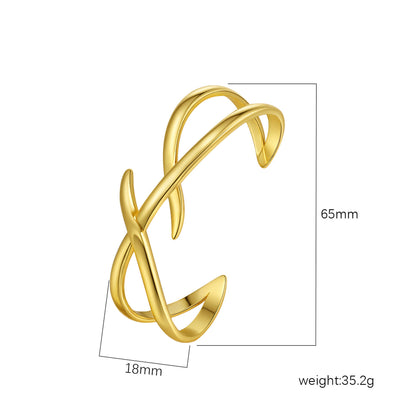 Women's Stainless Steel High-grade C- Shaped Oil Pressure Open-ended Bracelet