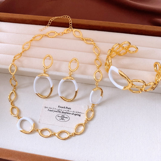 Hollow Bracelet Necklace And Earrings Suite