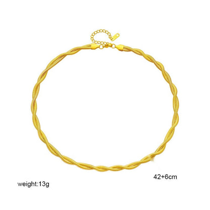Simple Neutral Woven Twisted Gold-plated Necklace Bracelet