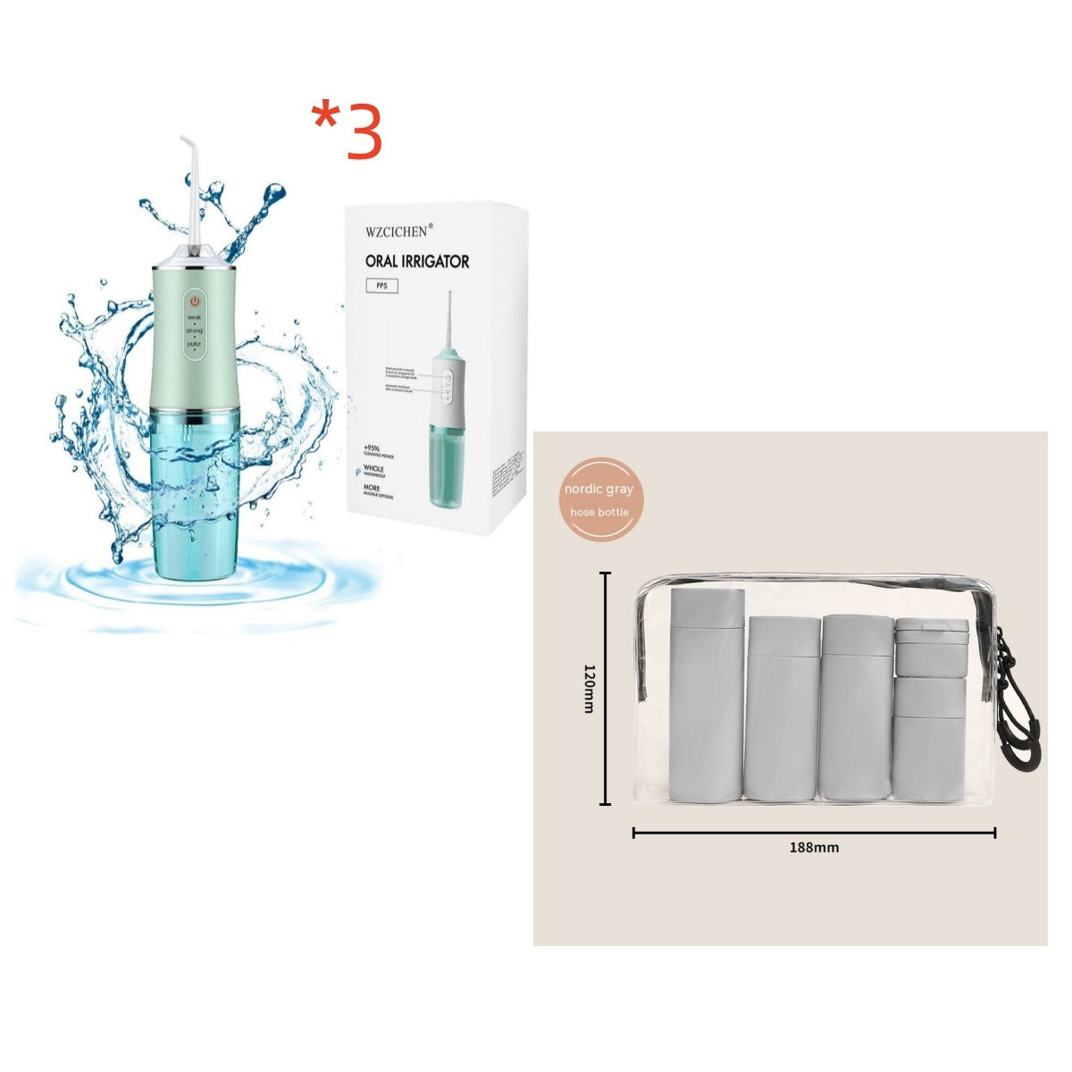 Oral Irrigator 3 Modes USB Rechargeable Water Flosser Portable