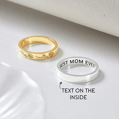 Fashionable Personalized Birthday Flower Ring