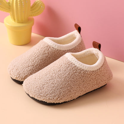 Fleece-lined Children's Non-slip Sole Thickened Autumn And Winter New Cotton Slippers