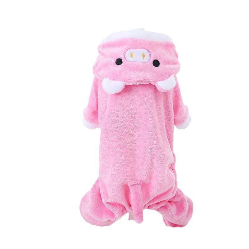 Fleece-lined Thermal Coral Fleece Pig Pet Costume Cat Clothes Small Dog