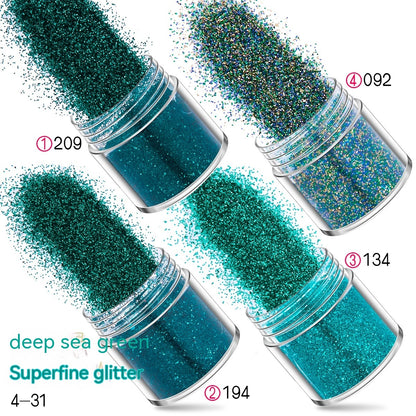 Green Manicure Set 12 Colors Mixed Nail Sequins Glitter Powder Gradient Laser Powder