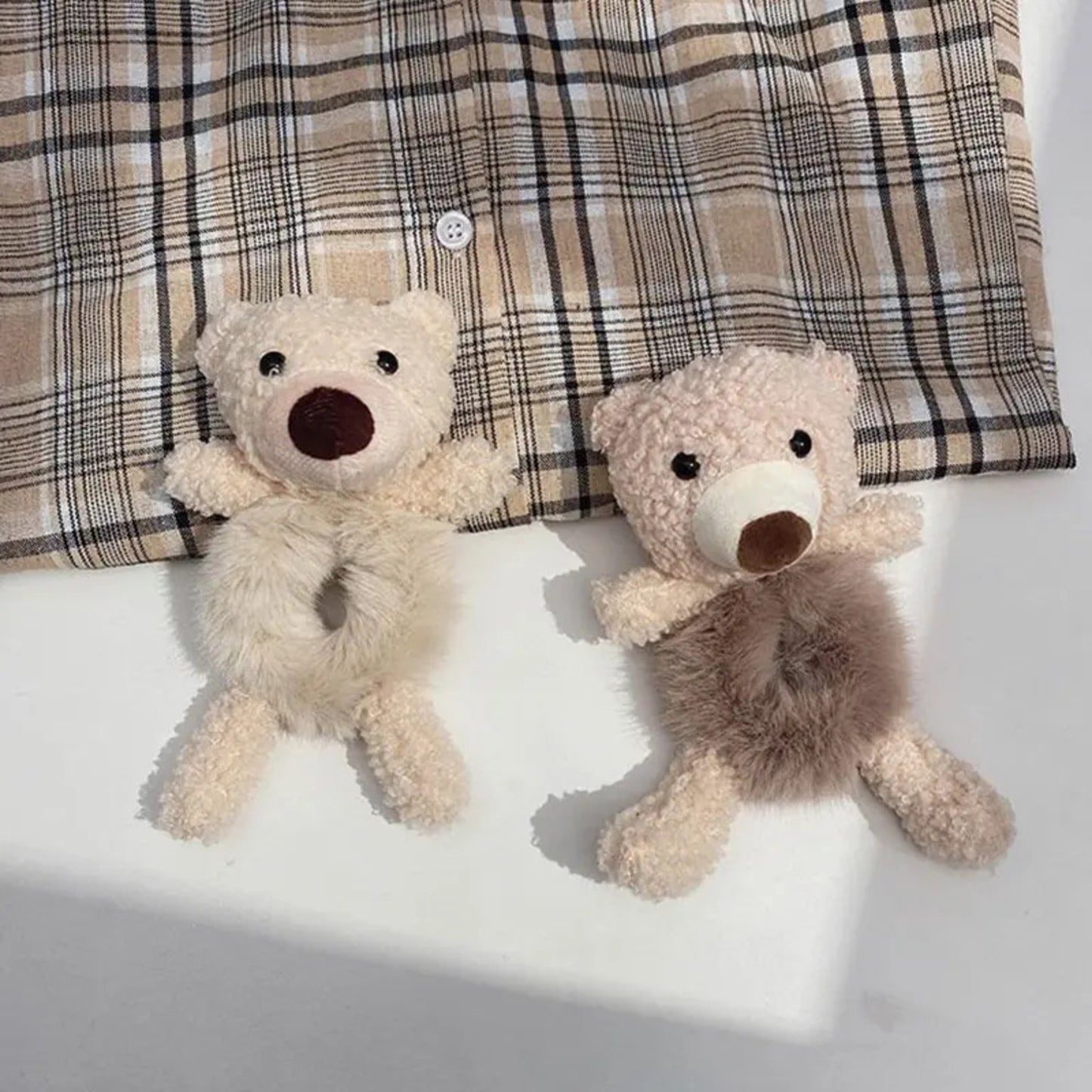 Girls Lovely Scrunchies Cute Bear Hair Band Rabbit Fur Hair Rope Soft Warm Rubber Band Pretty Hair Accessories